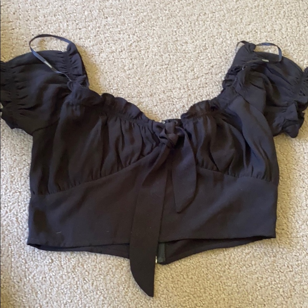 Crop top ruffle detail